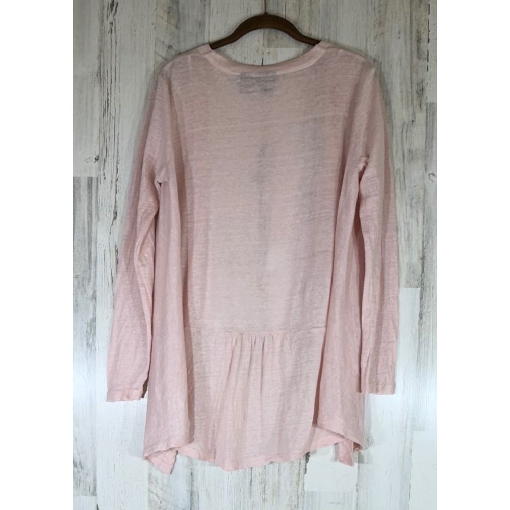 Nicole Miller Cardigan Small Pink 100% Linen Open Front Slub‎ Knit Lightweight